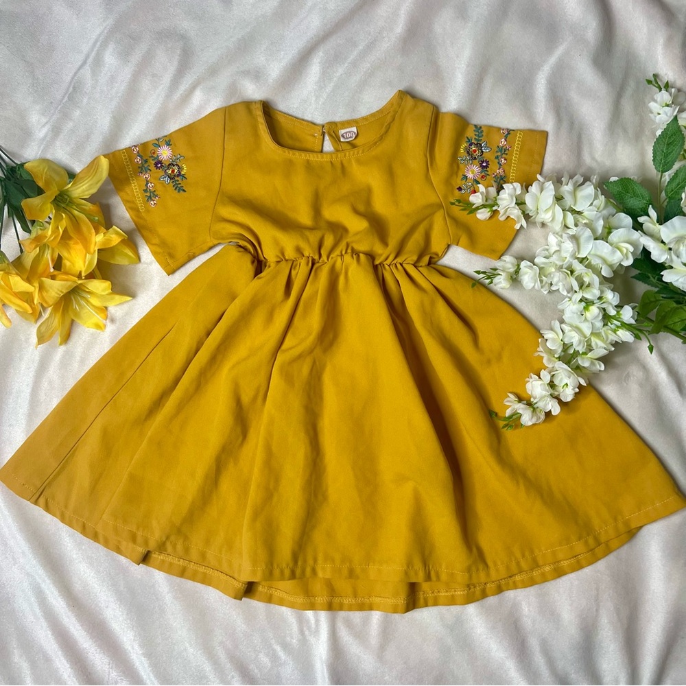 Mustard Yellow Embroidered Dress